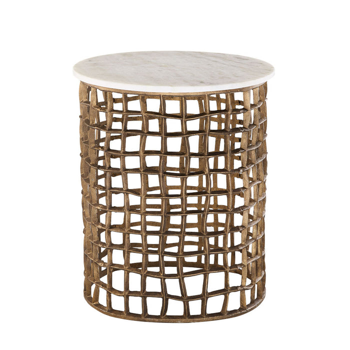 Lars End Table in Cloud Marble and Refined Brass - AT9261-CM/RBF - GreatFurnitureDeal