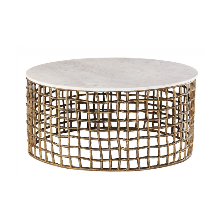 Lars Coffee Table in Cloud Marble and Refined Brass - AT9361-CM/RBF - GreatFurnitureDeal