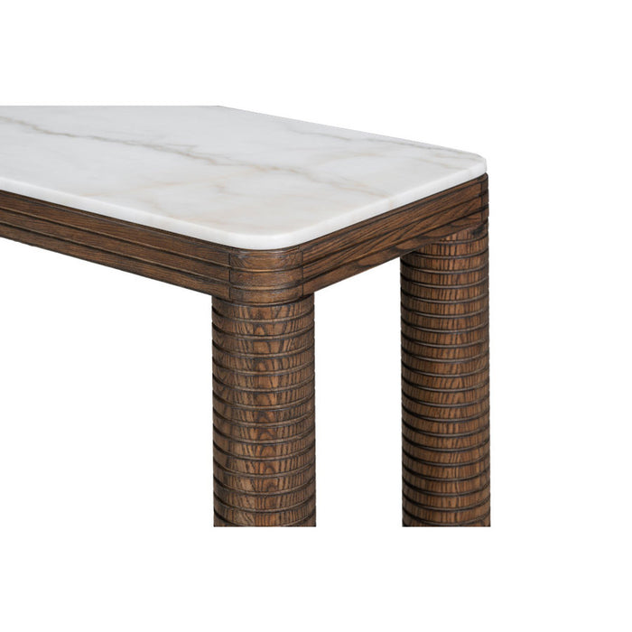 Durham Console Table in Medium Cinder and Grecian White Marble - AT9499-MCR/GWM - GreatFurnitureDeal