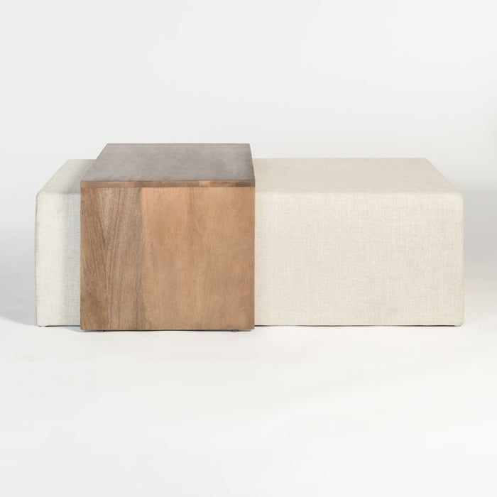 Asher Ottoman in Subtle Linen and Brindled Ash - AT9706-SLL - GreatFurnitureDeal