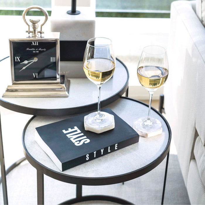 Beverley Nesting Tables in Siena Marble and Matte Charcoal, sold as a pair - AT9217-SM/MC - GreatFurnitureDeal