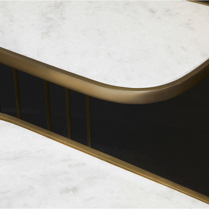 Retro Nesting Tables in Cloud Marble and Antique Brass, sold as a pair - AT9225-CM/ABF - GreatFurnitureDeal