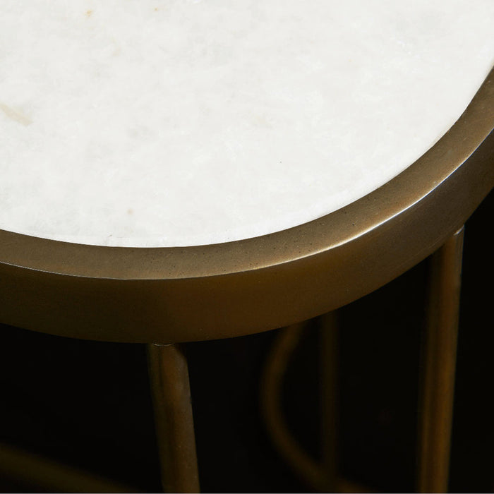 Retro Nesting Tables in Cloud Marble and Antique Brass, sold as a pair - AT9225-CM/ABF - GreatFurnitureDeal