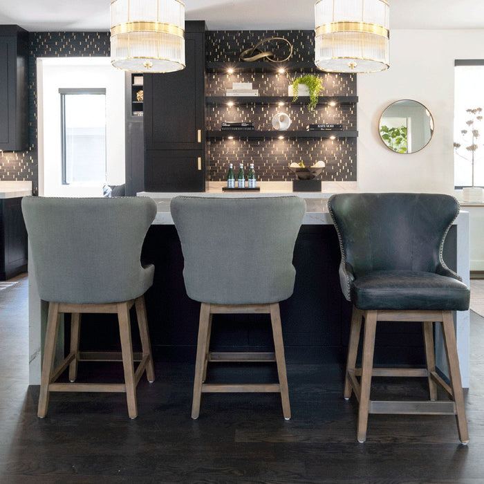 Rockwell Swivel Counter Stool in Essex Grey and Antique Charcoal - AT018C-EG/AC - GreatFurnitureDeal