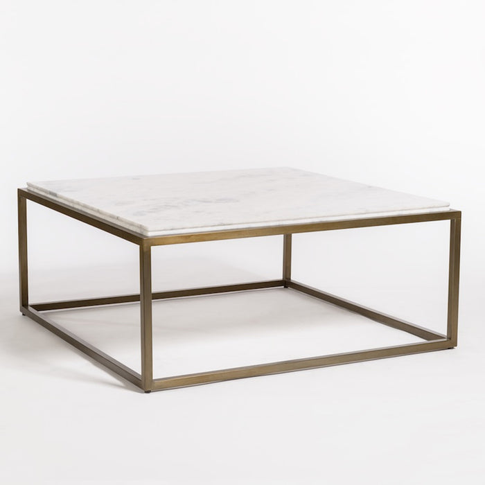 Beckett Coffee Table in Cloud Marble and Antique Brass - AT9391-CM/ABF - GreatFurnitureDeal