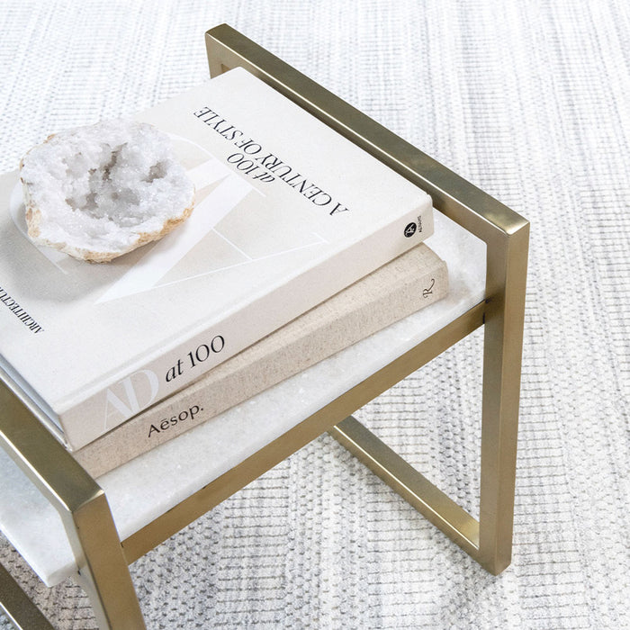 Santa Barbara Nesting Tables in Cloud Marble and Antique Brass, sold as a pair - AT9222-CM/ABF - GreatFurnitureDeal