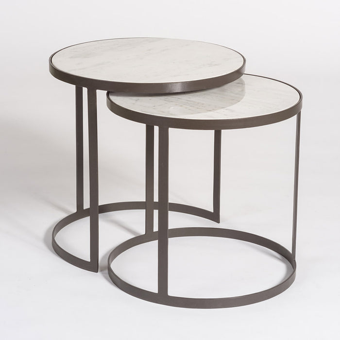 Beverley Nesting Tables in Siena Marble and Matte Charcoal, sold as a pair - AT9217-SM/MC - GreatFurnitureDeal