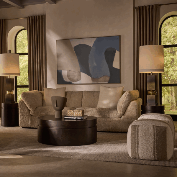 Barret Small Pouf Ottoman in Froth Toffee - AT071-FRT - GreatFurnitureDeal