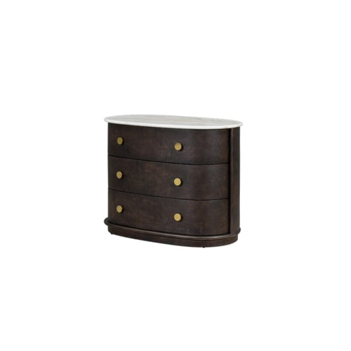 Greer Three Drawer Nightstand in Chocolate Burl - AT20330-CTB/GWM - GreatFurnitureDeal