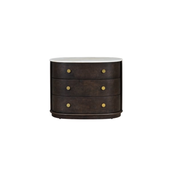 Greer Three Drawer Nightstand in Chocolate Burl - AT20330-CTB/GWM - GreatFurnitureDeal
