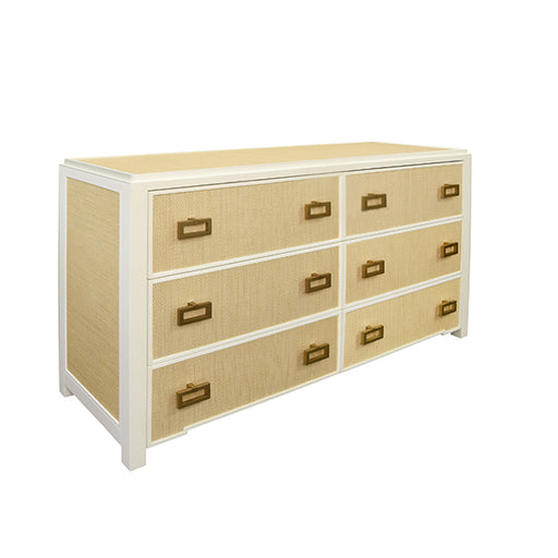 Worlds Away - Atticus Six Drawer Chest in Matte White Lacquer - ATTICUS NAT - GreatFurnitureDeal