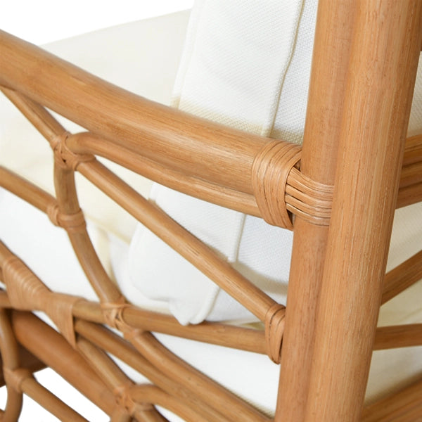 Worlds Away - Auburn Rattan Club Chair with Ivory Linen Cushion - AUBURN