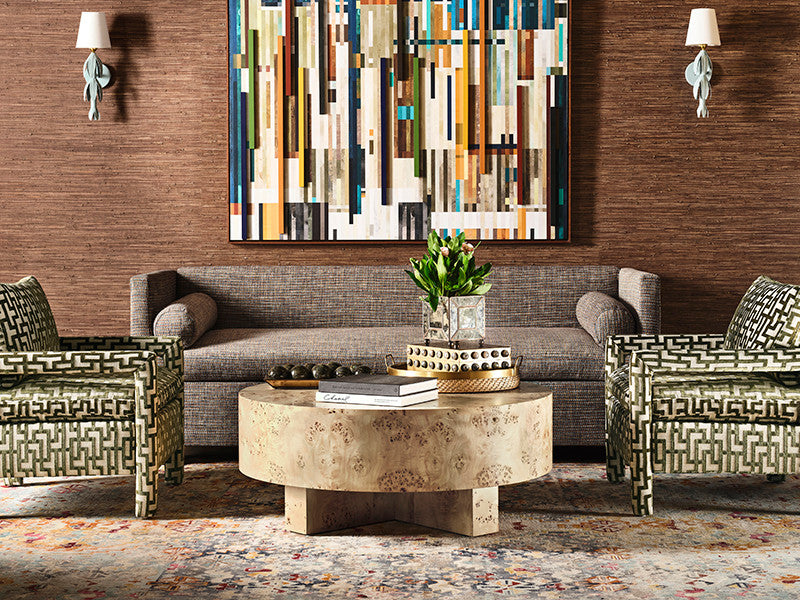 Worlds Away - Oslo Thick Top Coffee Table With Cross Base In Burl Wood - OSLO BW