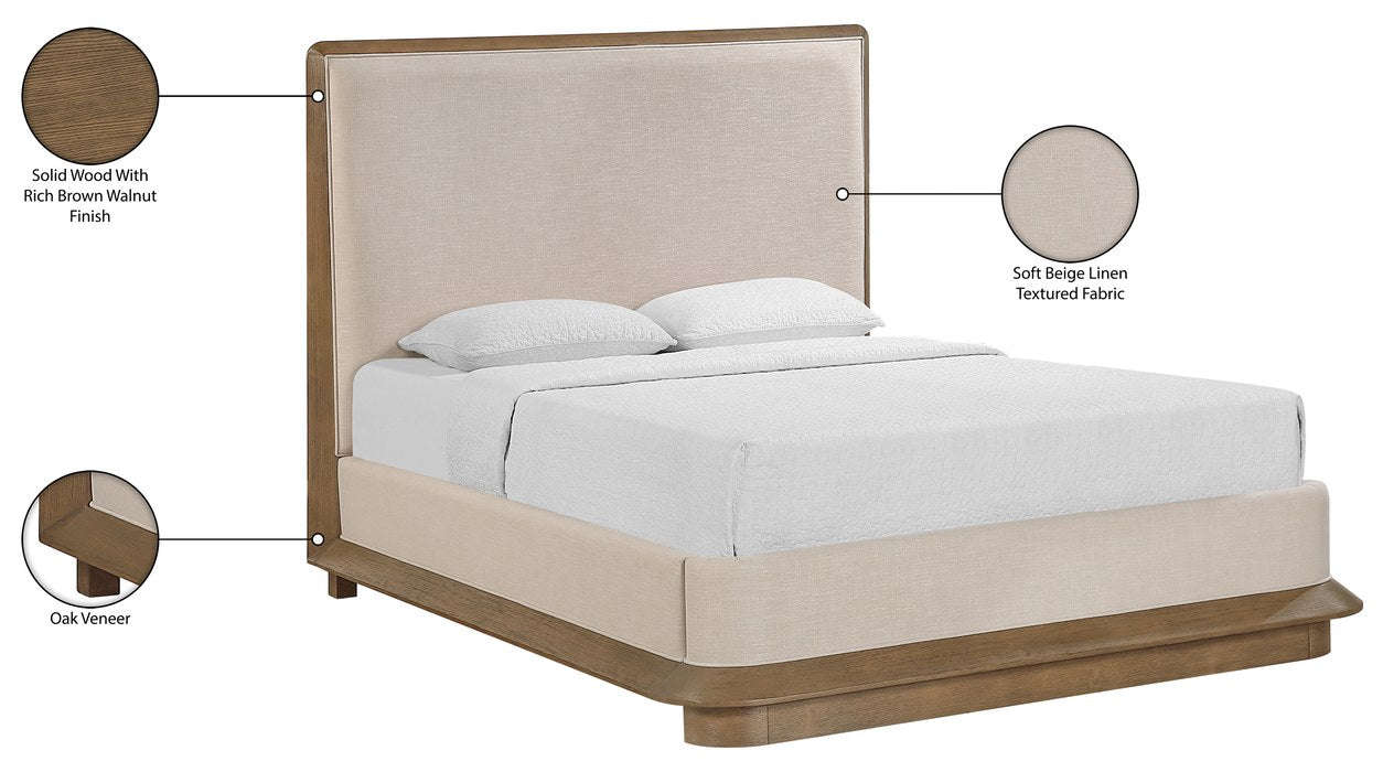 Meridian Furniture - Adagio Brown Fabric Upholstered Queen Bed (3 Boxes) - AdagioBrown-Q - GreatFurnitureDeal
