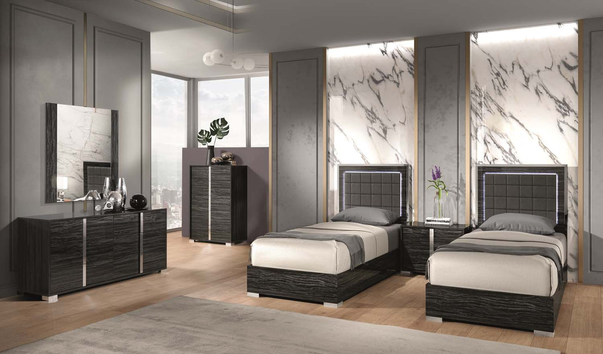 J&M Furniture - Alice Gloss Grey 6 Piece Twin Platform Bedroom Set - 15544-TWIN-6SET-GLOSS GREY