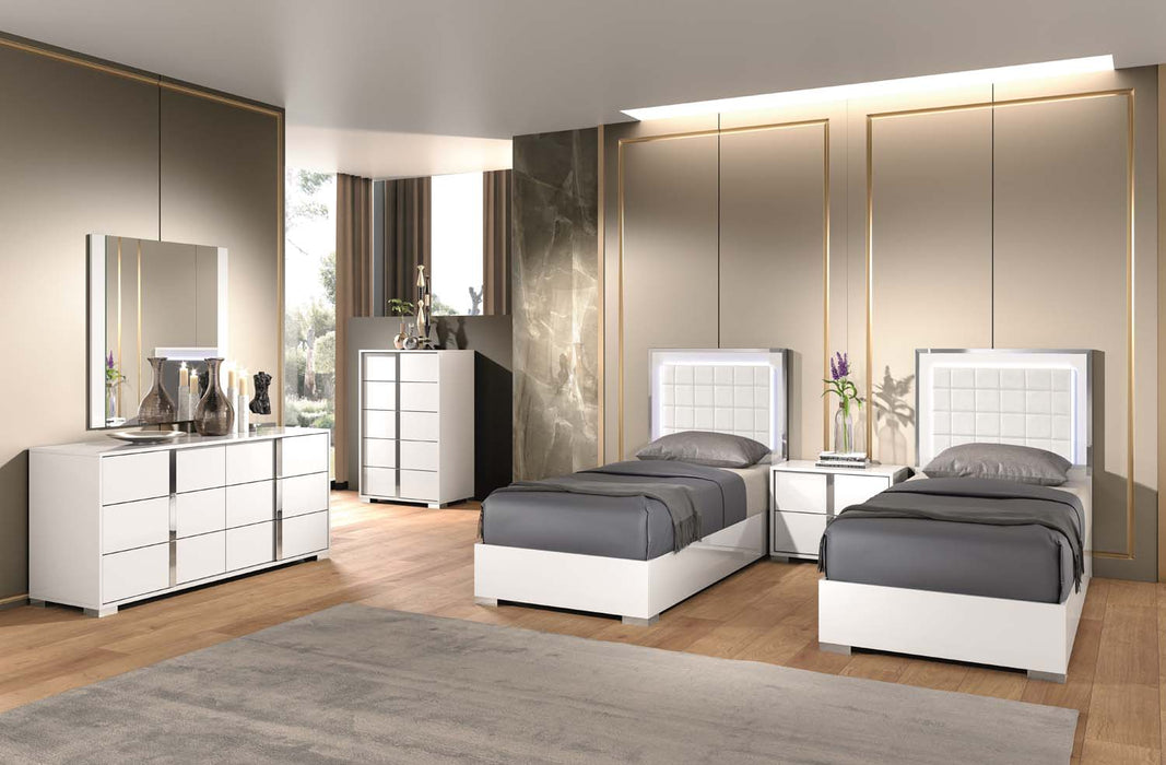 J&M Furniture - Alice Gloss White 5 Piece Twin Platform Bedroom Set - 15545-TWIN-5SET-GLOSS WHITE