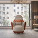 European Furniture - Amalia Swivel Chair Off White-Orange Italian Leather - EF-28040-C - GreatFurnitureDeal
