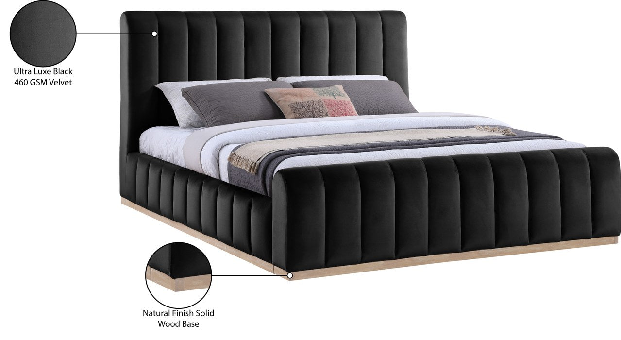 Meridian Furniture - Amara Black Velvet Upholstered King Bed - AmaraBlack-K - GreatFurnitureDeal