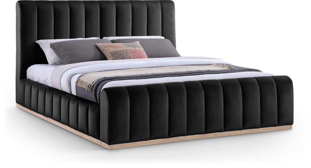 Meridian Furniture - Amara Black Velvet Upholstered King Bed - AmaraBlack-K - GreatFurnitureDeal