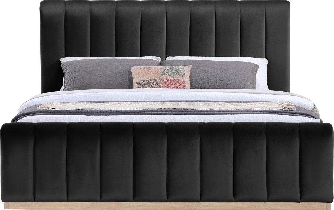 Meridian Furniture - Amara Black Velvet Upholstered King Bed - AmaraBlack-K - GreatFurnitureDeal