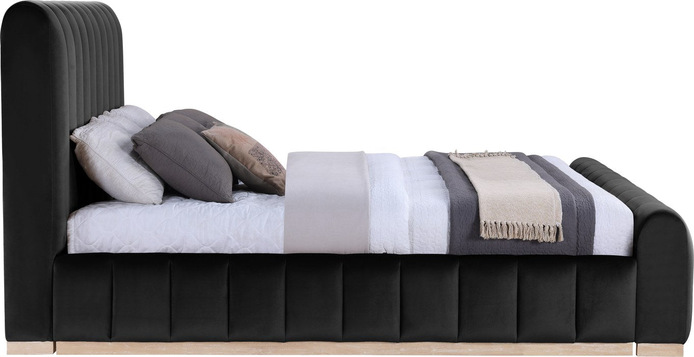 Meridian Furniture - Amara Black Velvet Upholstered King Bed - AmaraBlack-K - GreatFurnitureDeal