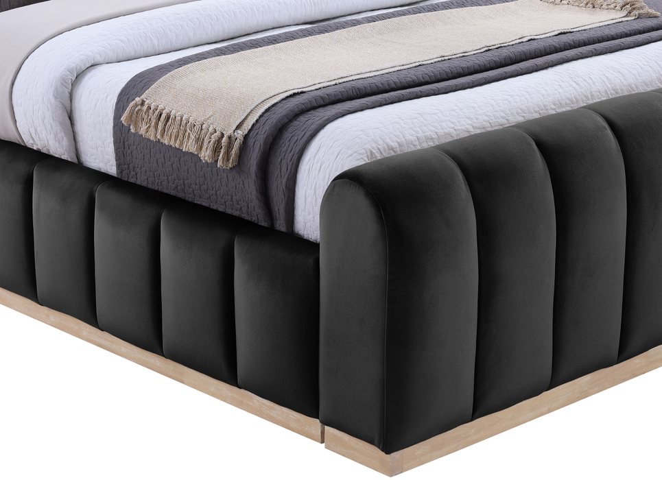Meridian Furniture - Amara Black Velvet Upholstered King Bed - AmaraBlack-K - GreatFurnitureDeal