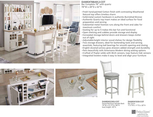 Parker House - Americana Modern Dining Bar Stool - DAME#1030-COT - GreatFurnitureDeal
