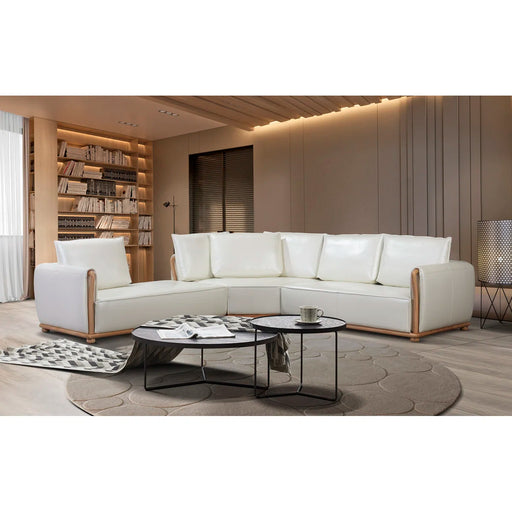 European Furniture - Skyline Sectional Off White Italian Leather - EF-26661 - GreatFurnitureDeal