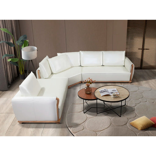 European Furniture - Skyline Sectional Off White Italian Leather - EF-26661 - GreatFurnitureDeal