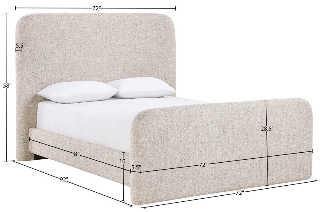 Meridian Furniture - Fira Beige Linen Textured Fabric Upholstered Queen Bed - B1221Beige-Q - GreatFurnitureDeal