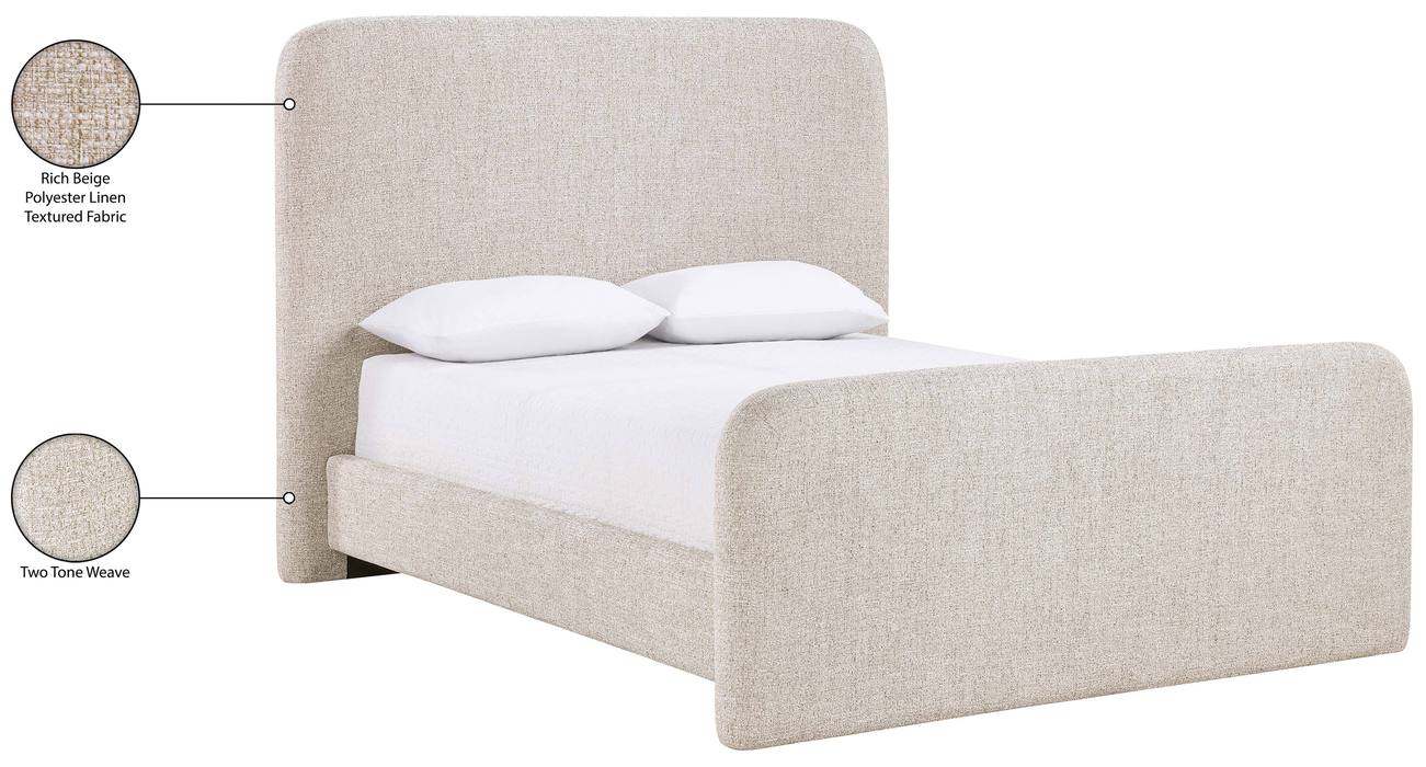 Meridian Furniture - Fira Beige Linen Textured Fabric Upholstered Queen Bed - B1221Beige-Q - GreatFurnitureDeal