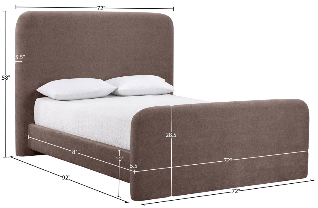 Meridian Furniture - Fira Brown Chenille Fabric Upholstered Queen Bed - B1222Brown-Q - GreatFurnitureDeal