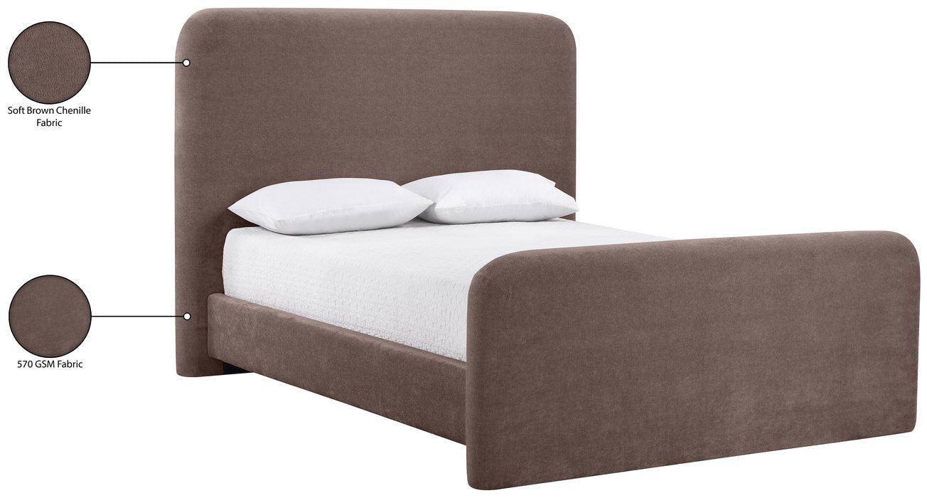 Meridian Furniture - Fira Brown Chenille Fabric Upholstered Queen Bed - B1222Brown-Q - GreatFurnitureDeal