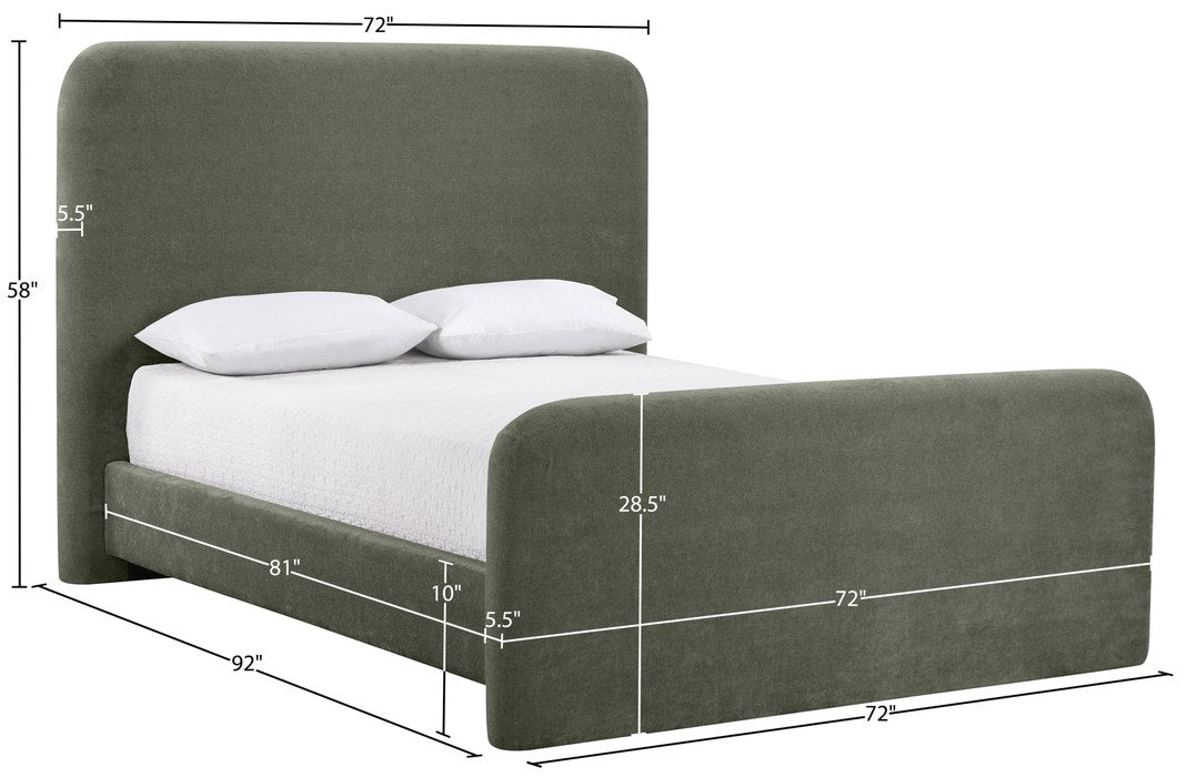 Meridian Furniture - Fira Green Chenille Fabric Upholstered Queen Bed - B1222Green-Q - GreatFurnitureDeal