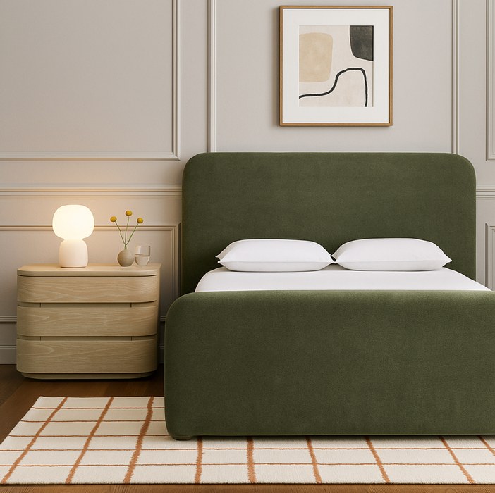 Meridian Furniture - Fira Green Chenille Fabric Upholstered Queen Bed - B1222Green-Q - GreatFurnitureDeal