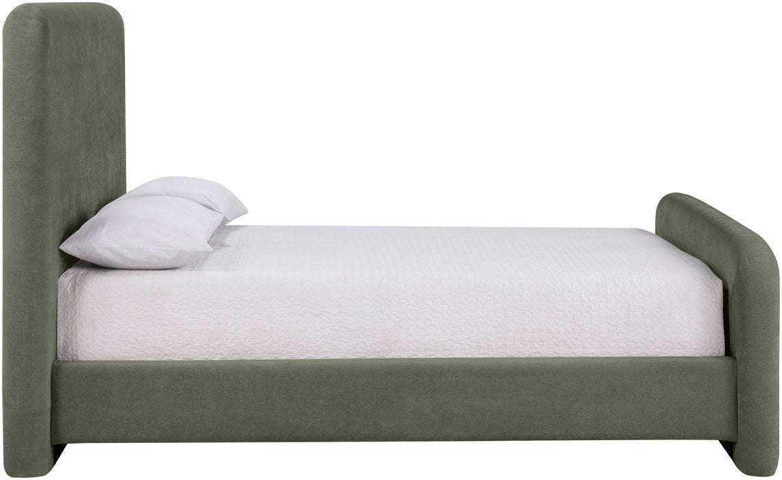 Meridian Furniture - Fira Green Chenille Fabric Upholstered Queen Bed - B1222Green-Q - GreatFurnitureDeal