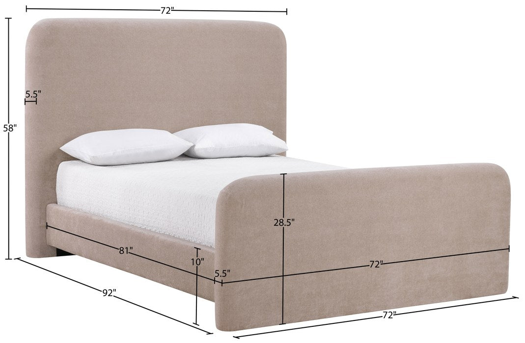 Meridian Furniture - Fira Taupe Chenille Fabric Upholstered Queen Bed - B1222Taupe-Q - GreatFurnitureDeal