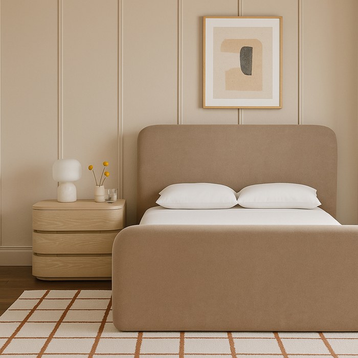 Meridian Furniture - Fira Taupe Chenille Fabric Upholstered Queen Bed - B1222Taupe-Q - GreatFurnitureDeal