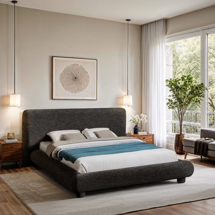 Meridian Furniture - Blair Black Fabric Upholstered King Bed - B1234Black-K - GreatFurnitureDeal