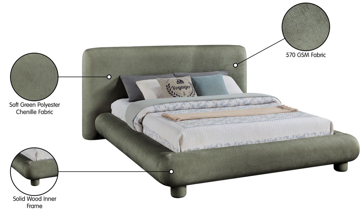Meridian Furniture - Blair Green Chenille Fabric Upholstered King Bed - B1235Green-K - GreatFurnitureDeal