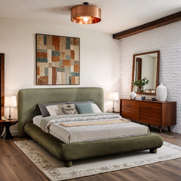 Meridian Furniture - Blair Green Chenille Fabric Upholstered King Bed - B1235Green-K - GreatFurnitureDeal