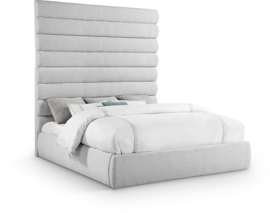 Meridian Furniture - Adam Grey Linen Textured Fabric Upholstered King Bed - B1255Grey-K90 - GreatFurnitureDeal