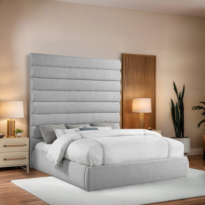 Meridian Furniture - Adam Grey Linen Textured Fabric Upholstered King Bed - B1255Grey-K90 - GreatFurnitureDeal