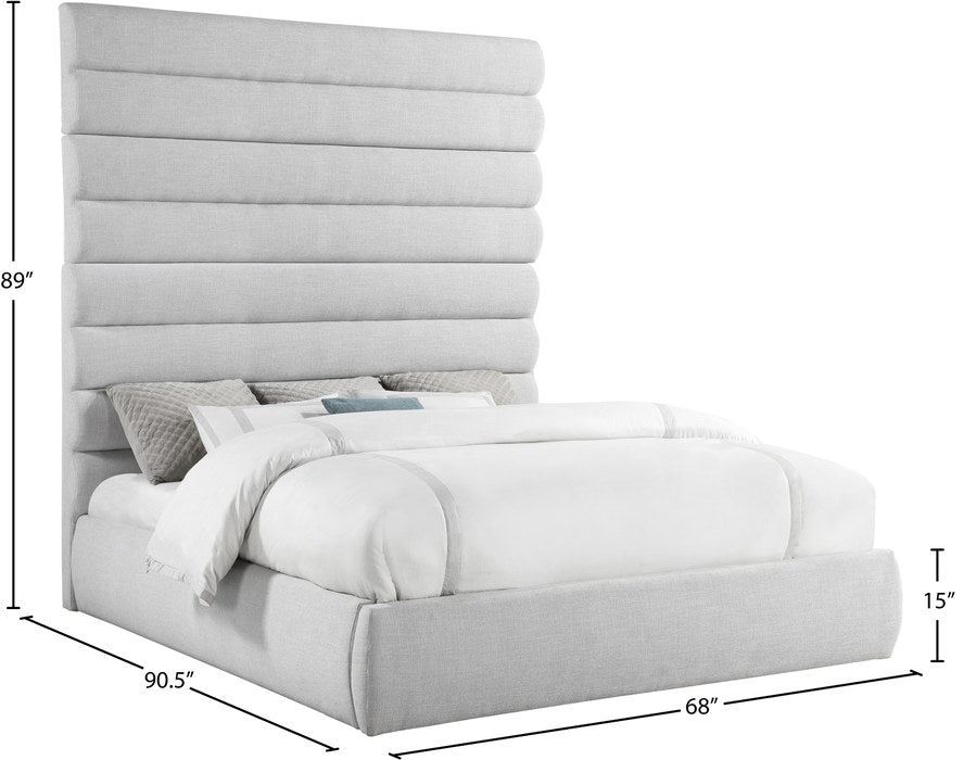 Meridian Furniture - Adam Grey Linen Textured Fabric Upholstered King Bed - B1255Grey-K90 - GreatFurnitureDeal