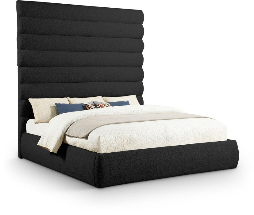 Meridian Furniture - Adam Black Boucle Fabric Upholstered King Bed - B1256Black-K90 - GreatFurnitureDeal