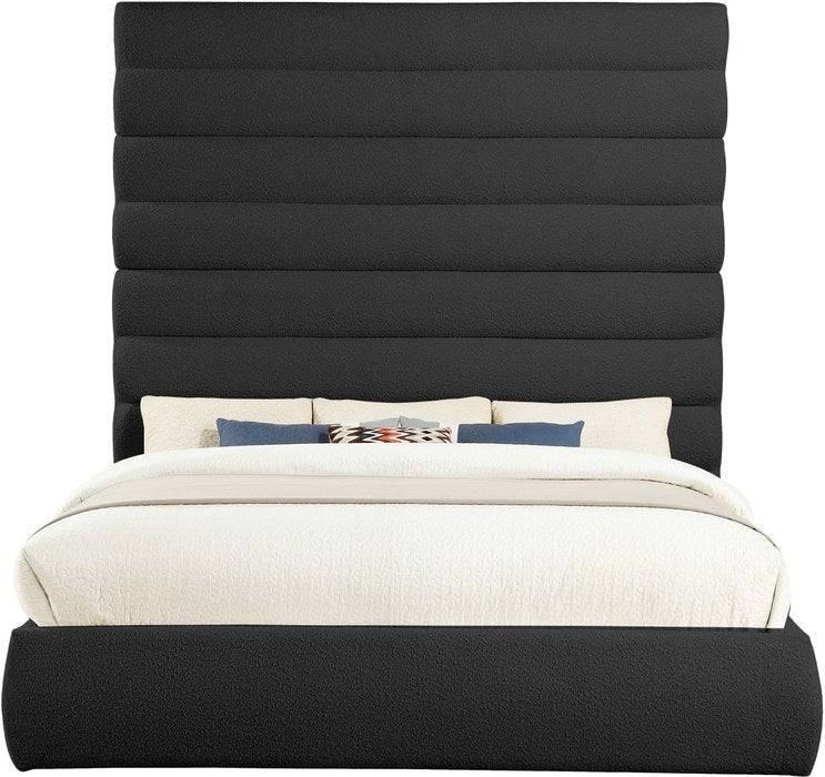 Meridian Furniture - Adam Black Boucle Fabric Upholstered King Bed - B1256Black-K90 - GreatFurnitureDeal