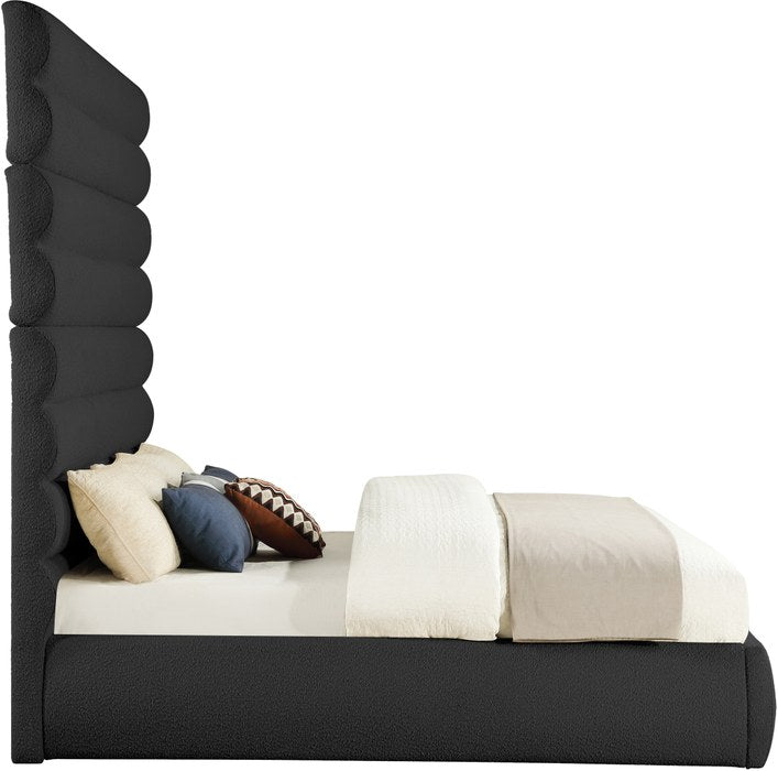 Meridian Furniture - Adam Black Boucle Fabric Upholstered King Bed - B1256Black-K90 - GreatFurnitureDeal