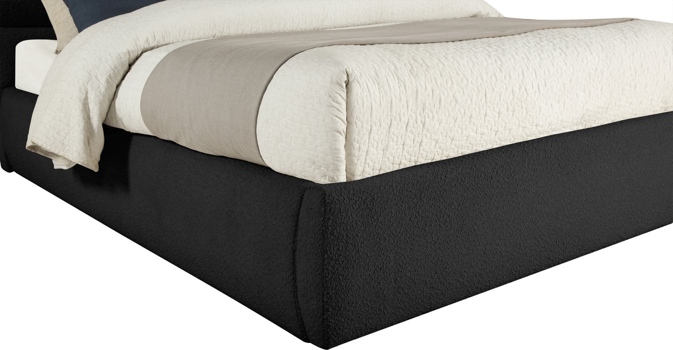 Meridian Furniture - Adam Black Boucle Fabric Upholstered King Bed - B1256Black-K90 - GreatFurnitureDeal
