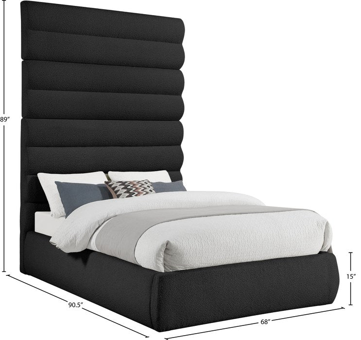 Meridian Furniture - Adam Black Boucle Fabric Upholstered King Bed - B1256Black-K90 - GreatFurnitureDeal