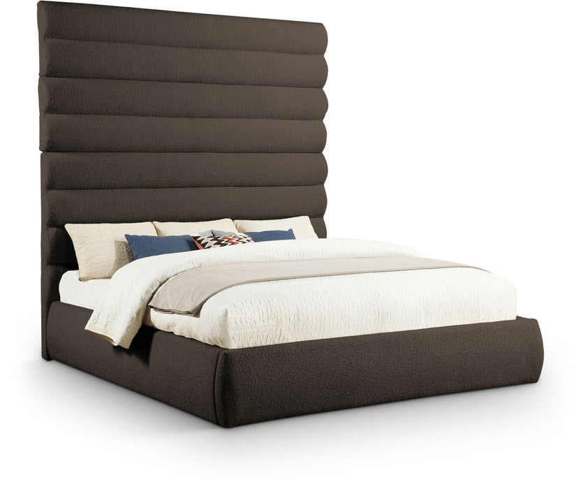 Meridian Furniture - Adam Brown Boucle Fabric Upholstered King Bed - B1256Brown-K90 - GreatFurnitureDeal